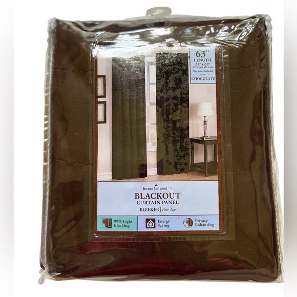 Home Classics Blackout Single Curtain Panel 54" x 63” Chocolate Brown Kohl’s New - Picture 1 of 3
